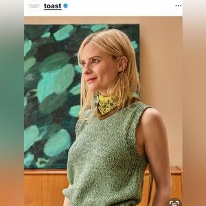 Toast UK Green Marled Cotton Knit Sleeveless Sweater Vest
